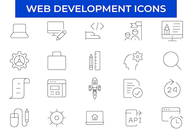 Iconos de desarrollo web para sitios web y aplicaciones
