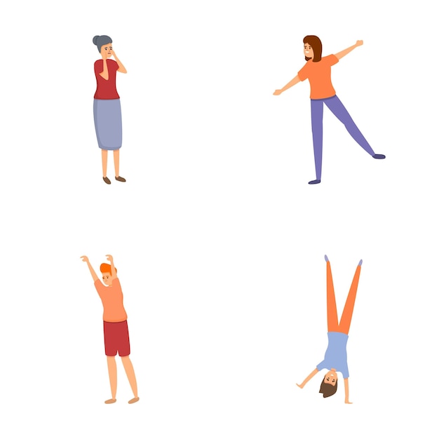 Iconos de desgracia conjunto vector de dibujos animados Caso de trauma físico