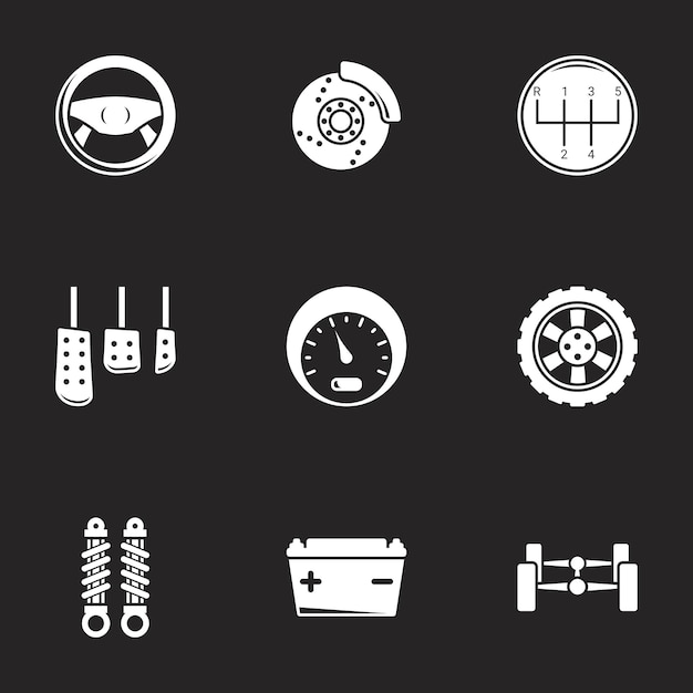 Iconos para los detalles del automóvil temático Fondo negro
