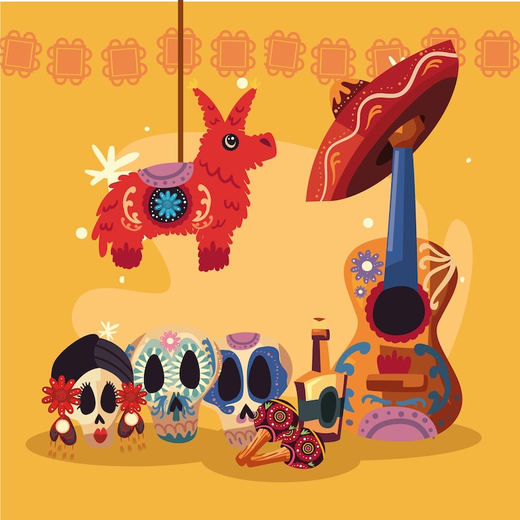 Vector iconos del dia de los muertos