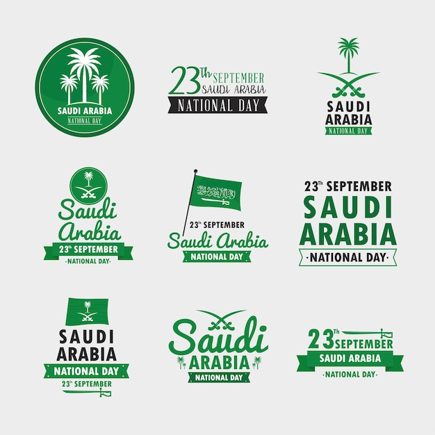 Vector iconos del día nacional en arabia saudita