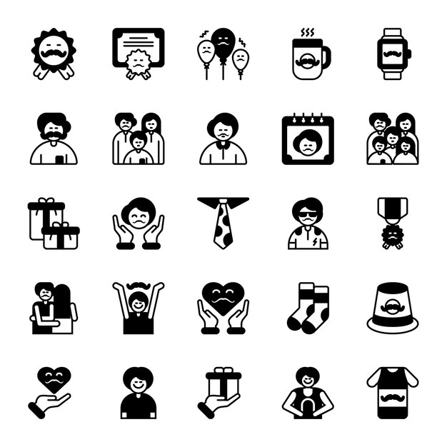 Iconos del Día del Padre en estilo glifo