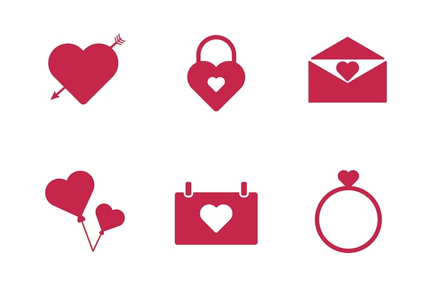 Iconos del día de San Valentín con el vector del símbolo del corazón