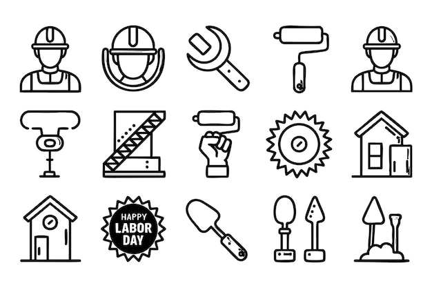 Iconos del Día del Trabajo para la construcción y la mejora del hogar