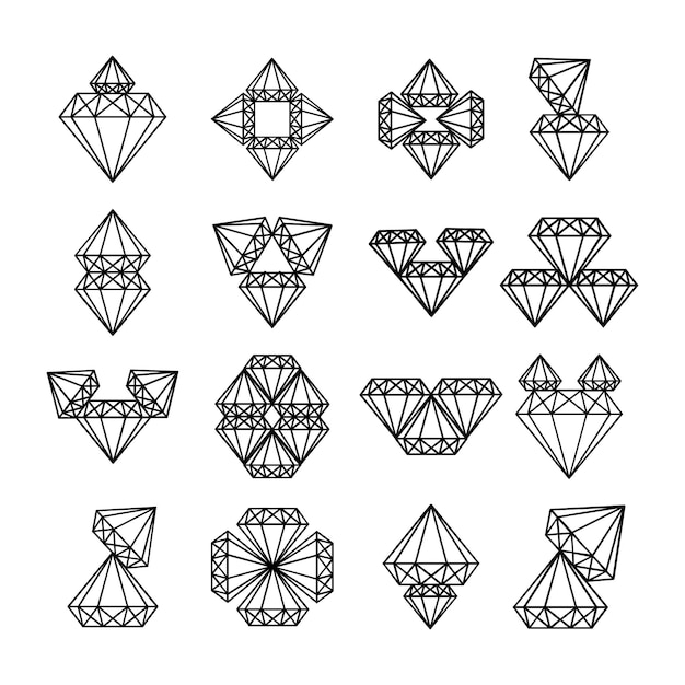 Vector iconos de diamantes joyas de diamantes símbolos de regalos de calidad de lujo