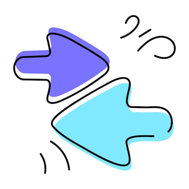 Iconos dibujados a mano de los botones del cursor