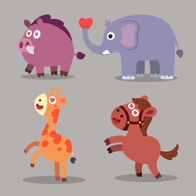 Iconos de dibujos animados de animales