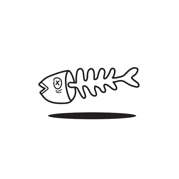 Iconos de dibujos animados de hueso de pez