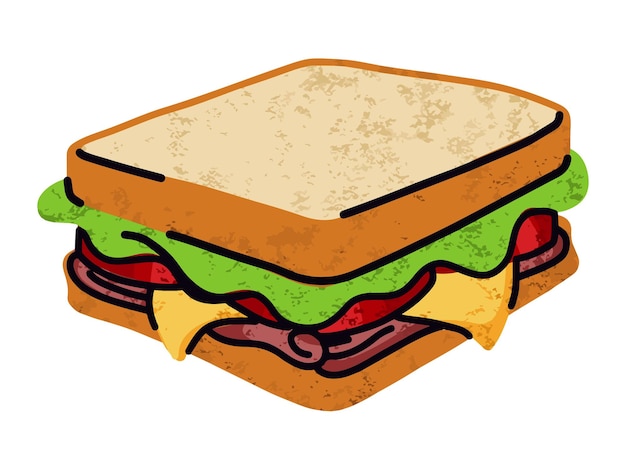 Iconos de dibujos animados de sándwiches de comida rápida con estilo plano simple Ilustración de comida calórica alta en la calle