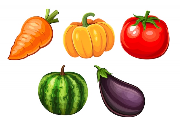 Vector iconos de dibujos animados de verduras