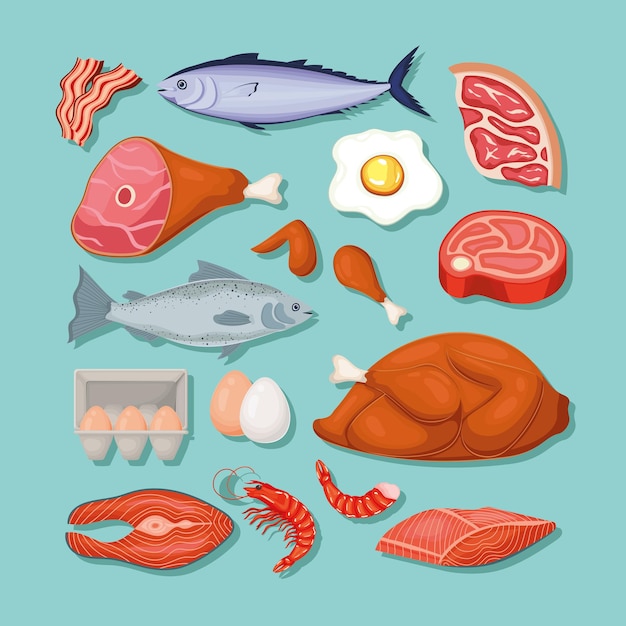 Vector iconos de la dieta cetogénica