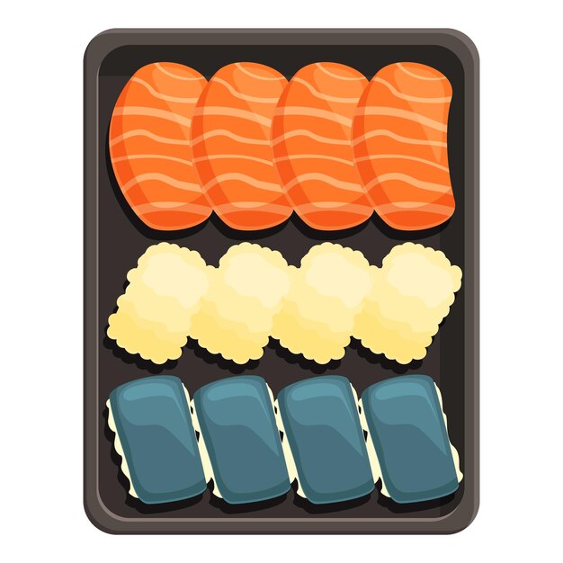 Iconos diferentes de cajas de sushi vector de dibujos animados menú de comida japón