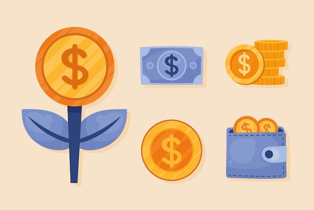 Iconos de dinero de ingresos