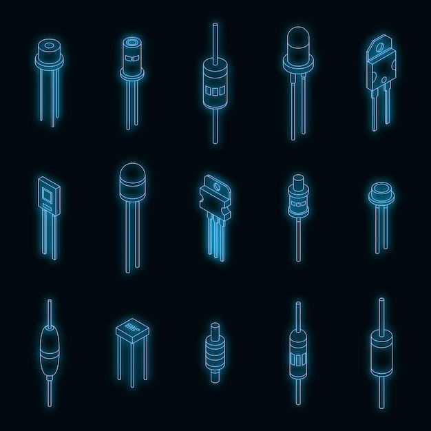 Iconos de diodo set vector neon
