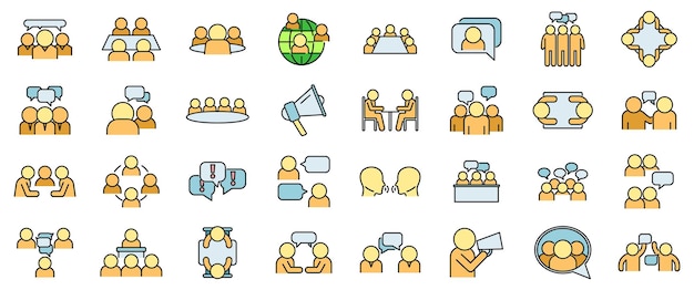 Los iconos de discusión establecen una línea de color vectorial