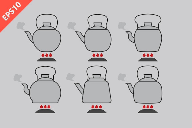 iconos de diseño de agua hirviendo ilustración aislada plana vectorial