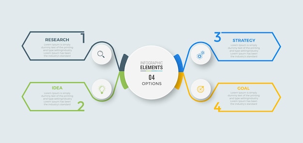 Vector iconos de diseño de círculo infográfico empresarial 4 opciones o pasos vector premium