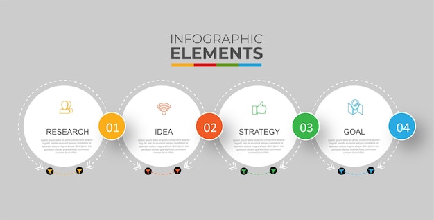 Iconos de diseño de círculo infográfico empresarial 4 opciones o pasos Vector Premium