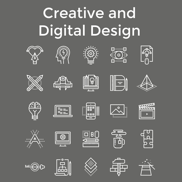 Iconos de diseño creativo y digital Conjunto de herramientas profesionales de diseño gráfico para diseño web y UIUX P