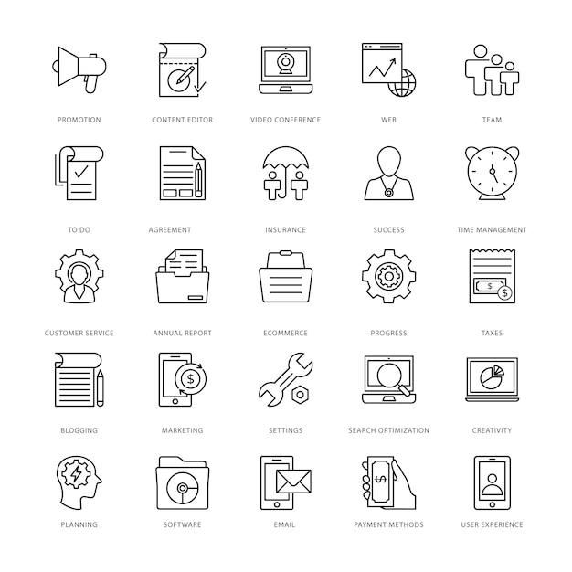 Vector iconos de diseño y desarrollo web