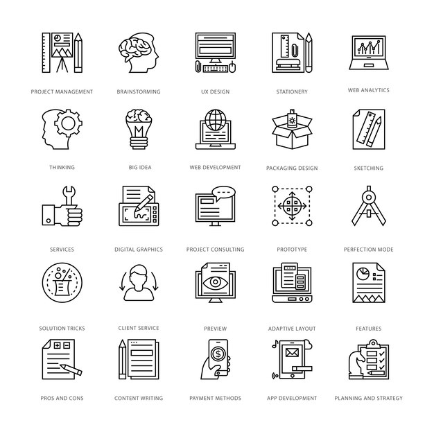 Iconos de diseño y desarrollo web