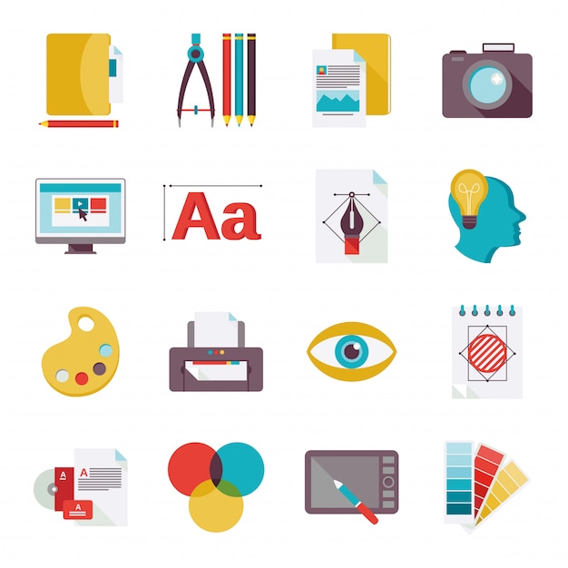 Vector iconos de diseño gráfico planos