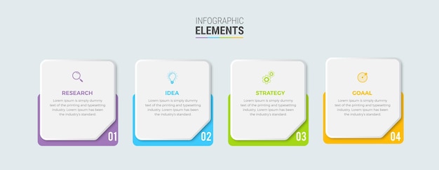 Vector iconos de diseño infográfico empresarial 4 opciones o pasos vector premium