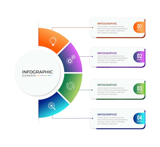 Iconos de diseño infográfico empresarial 4 opciones o pasos