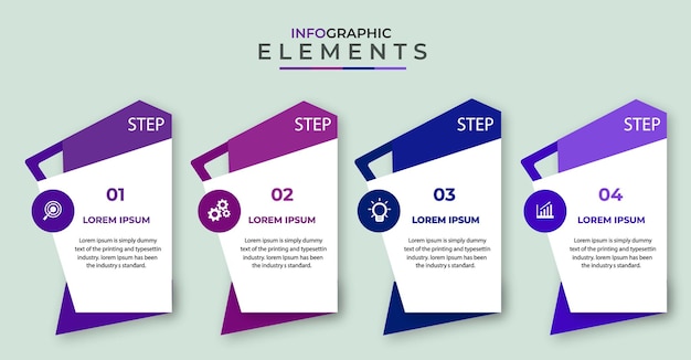 Iconos de diseño infográfico empresarial 4 opciones o pasos