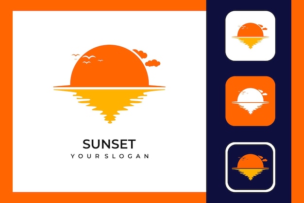 Iconos y diseño de logotipo al atardecer