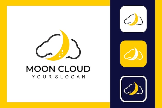 Iconos y diseño de logotipo de nube de luna