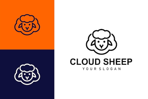 Iconos y diseño de logotipo de ovejas en la nube