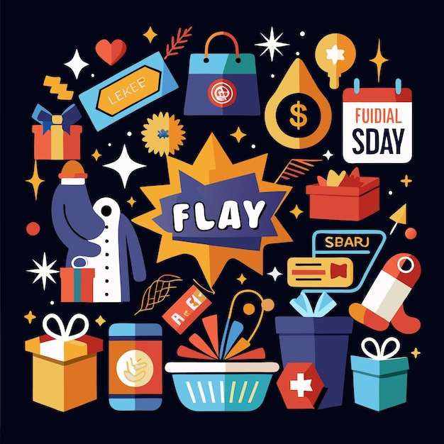 Iconos de diseño plano colorido para comprar regalos de dinero y vacaciones