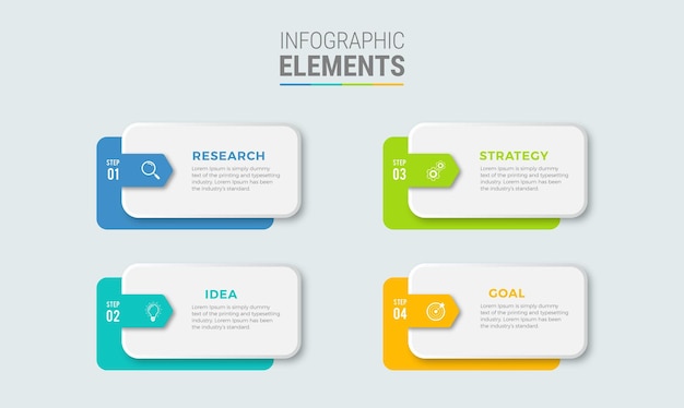 Iconos de diseño de plantilla de infografía empresarial 4 opciones o pasos