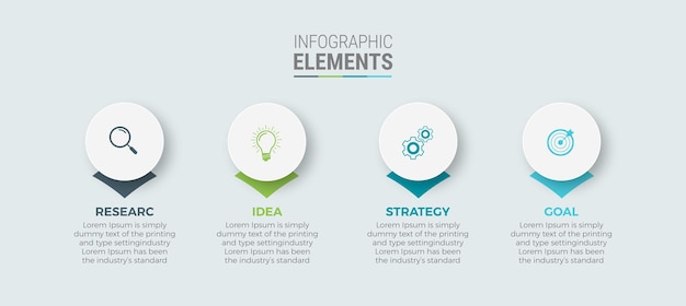 Vector iconos de diseño de plantilla de infografía empresarial 4 opciones o pasos