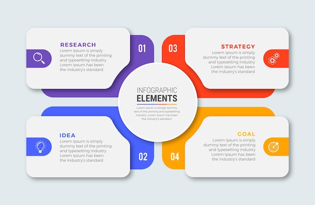 Vector iconos de diseño de plantilla de infografía empresarial 4 opciones o pasos