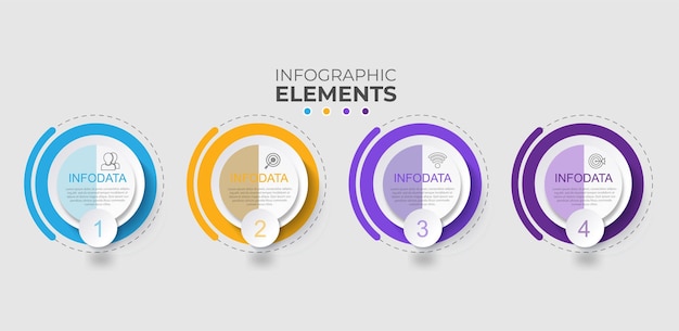 Iconos de diseño de plantillas infográficas de negocios vectoriales 4 opciones o pasos