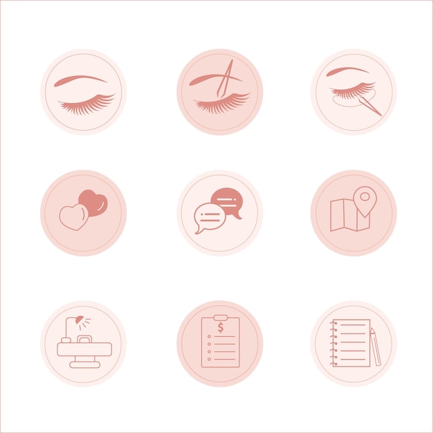 Iconos para el diseño de salones de belleza Pestañas