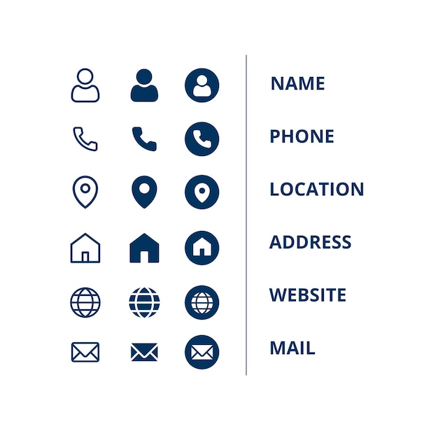 iconos de diseño de tarjetas de visita