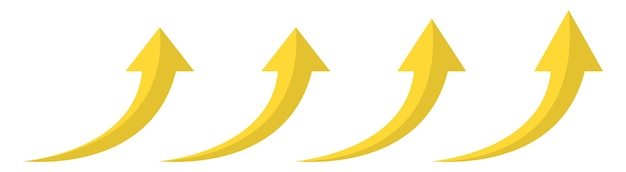 Iconos de diseño web de flecha arriba Conjunto de flechas de aumento de subida de curva Pictograma de crecimiento aislado