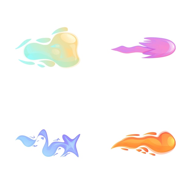 Iconos de disparo de fuego configurado vector de dibujos animados flashes de arma o animación de disparo