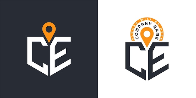 Iconos de doble vector del logotipo CE para el reclutamiento y la navegación