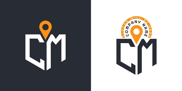 Iconos de doble vector del logotipo CM para el reclutamiento y la navegación