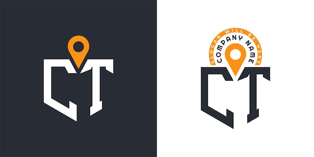 Iconos de doble vector del logotipo CT para el reclutamiento y la navegación