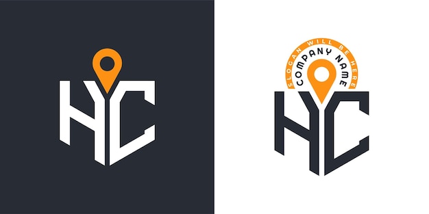 Iconos de doble vector del logotipo HC para el reclutamiento y la navegación