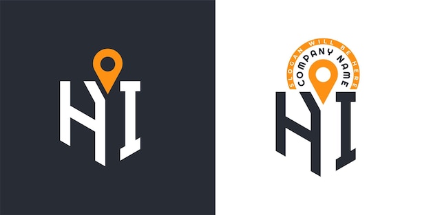 Iconos de doble vector del logotipo HI para el reclutamiento y la navegación