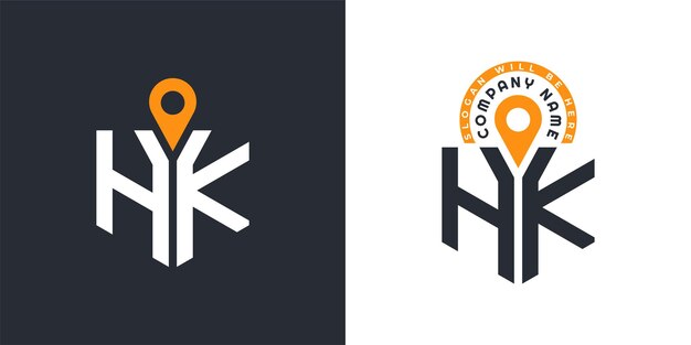 Iconos de doble vector del logotipo de HK para reclutamiento y navegación