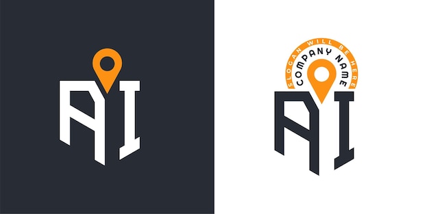 Iconos de doble vector de logotipo de IA para reclutamiento y navegación