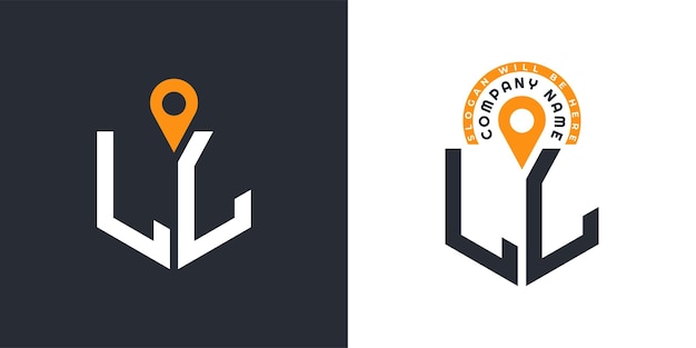 Iconos de doble vector de logotipo LL para reclutamiento y navegación