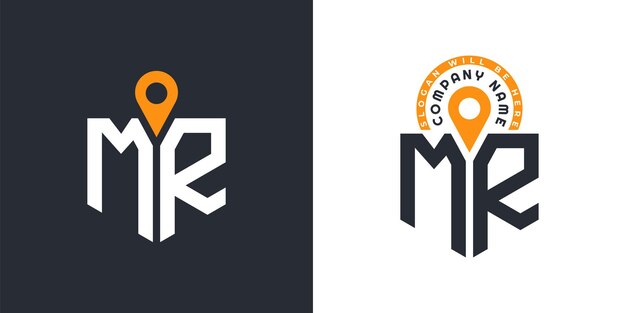 Iconos de doble vector del logotipo MR para el reclutamiento y la navegación